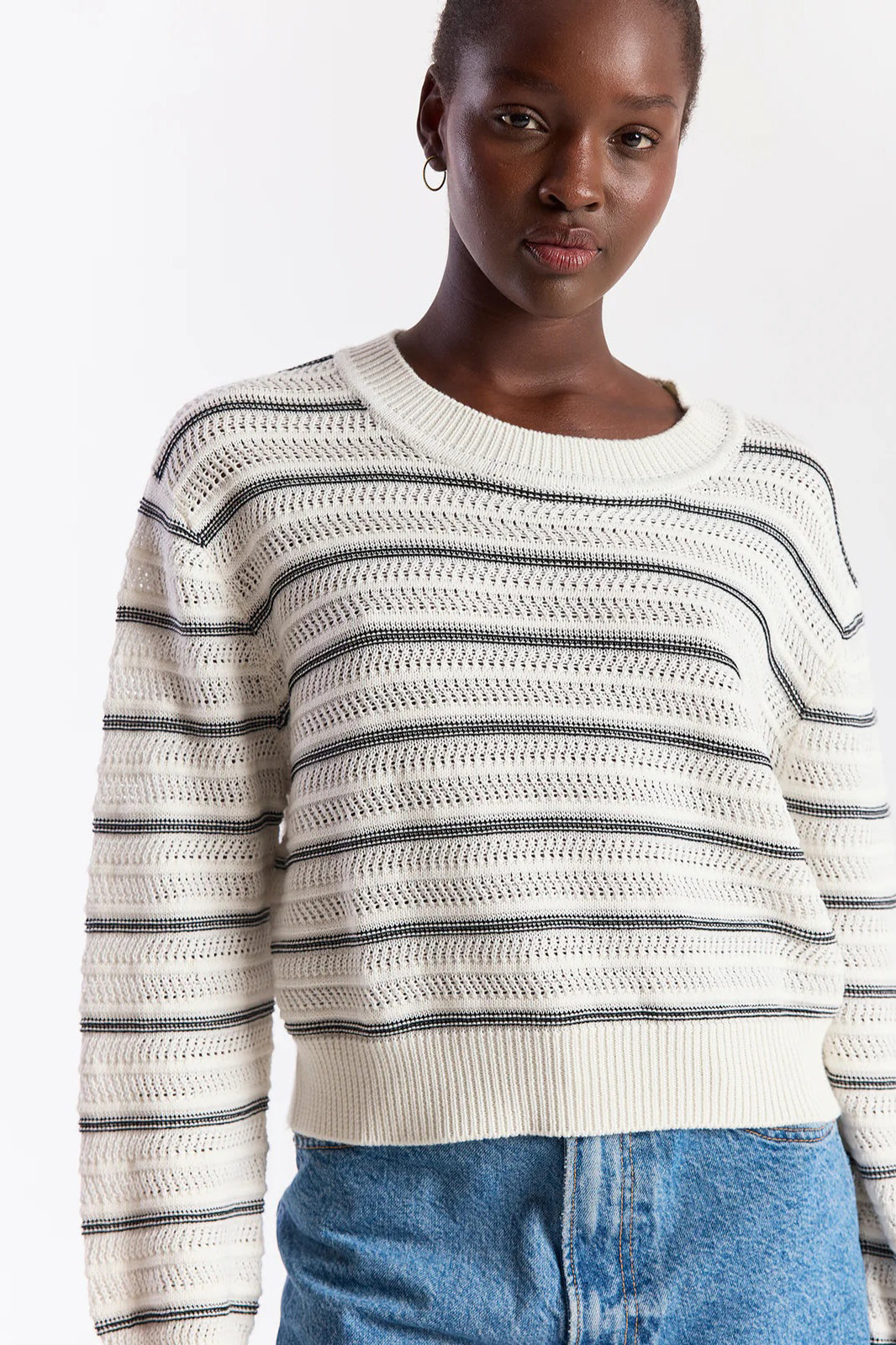 wispr by brodie stripe mix stitch crew