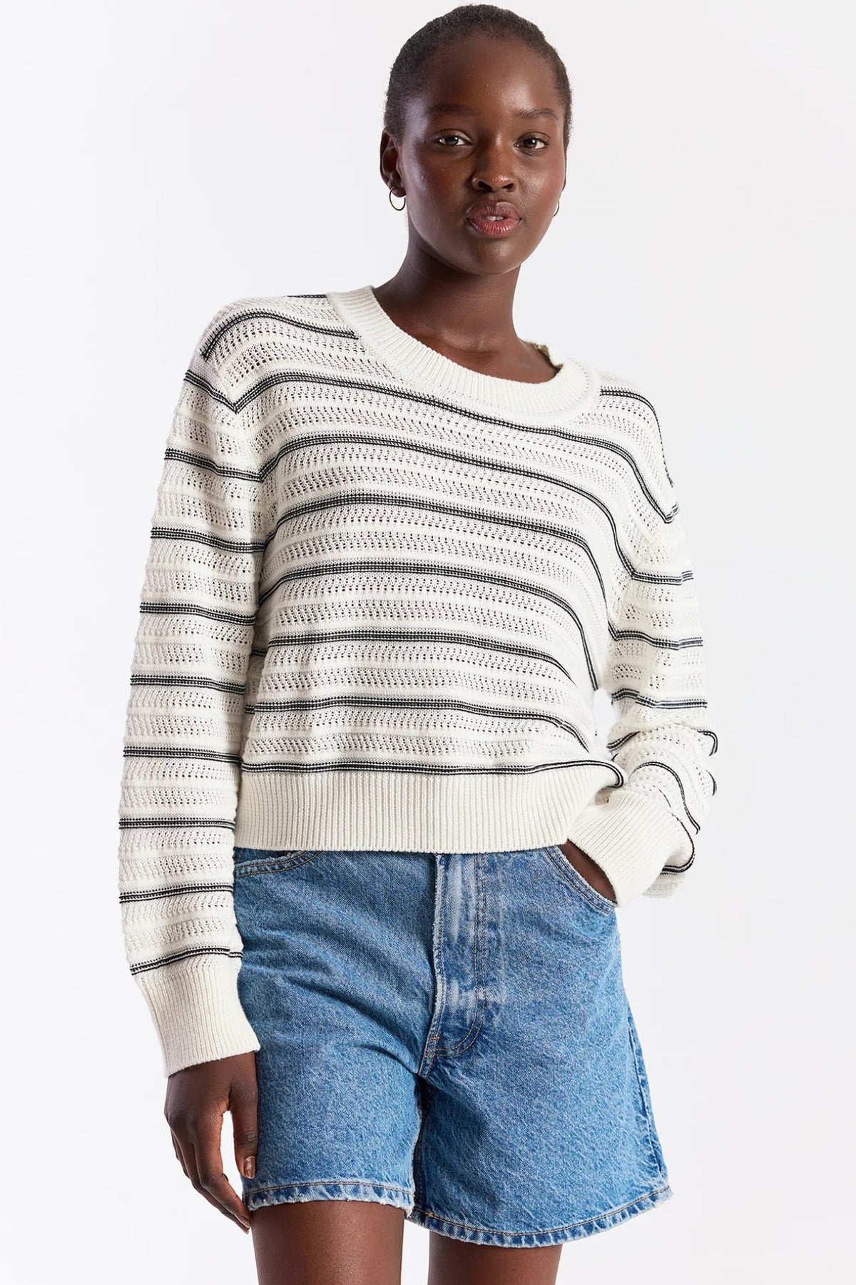 wispr by brodie stripe mix stitch crew