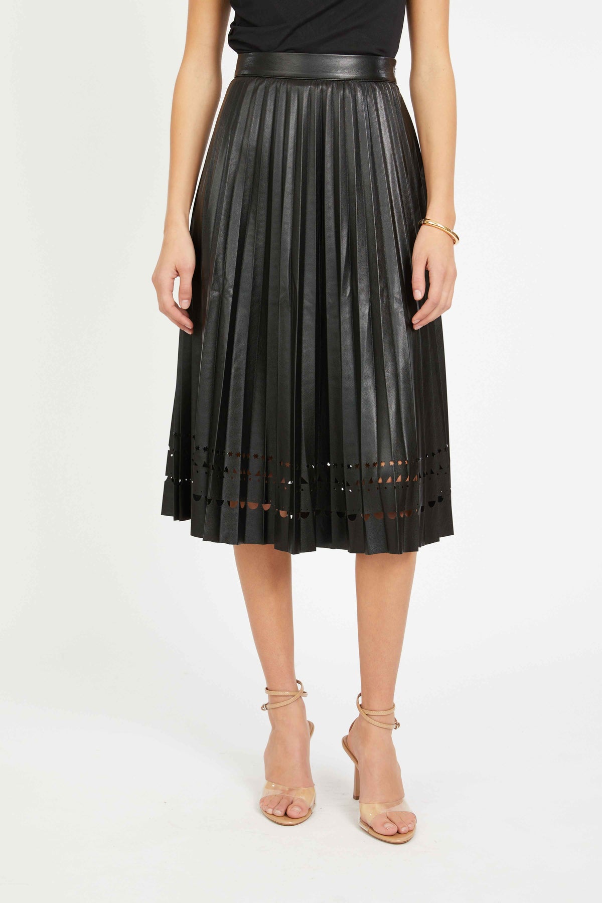 caballero alana skirt black vegan leather