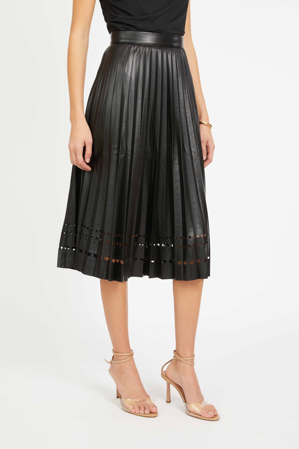 caballero alana skirt black vegan leather