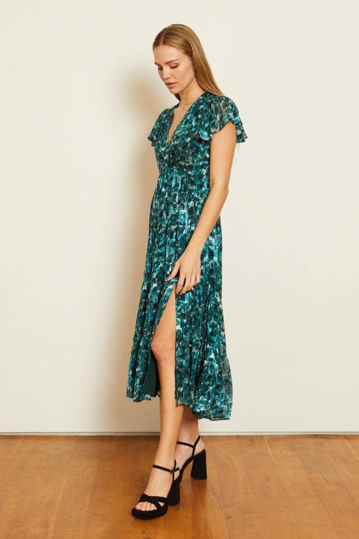 caballero mia dress emerald burnout 