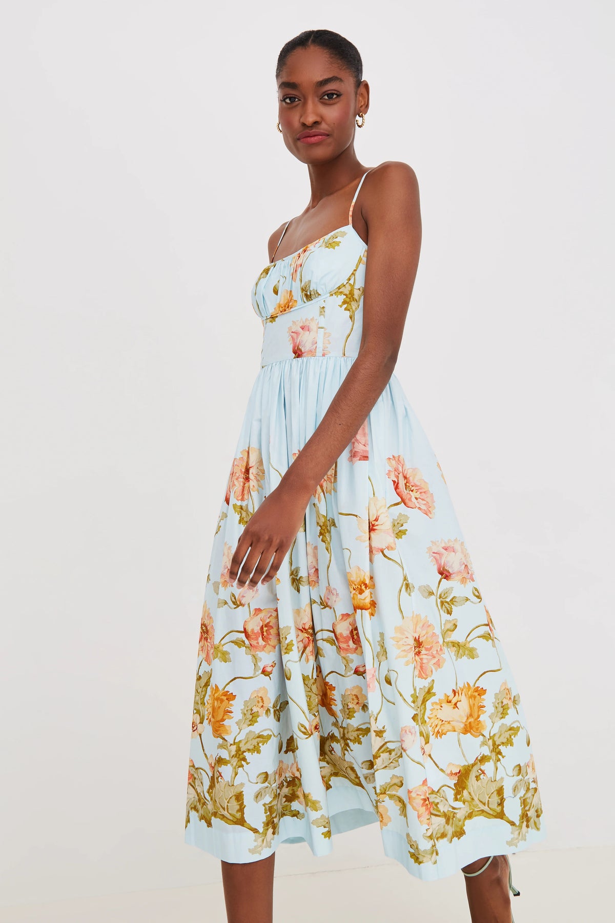 cara cara alba midi dress lockwood flora sky
