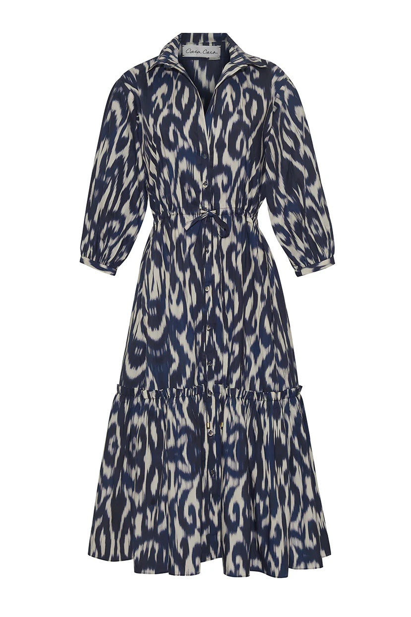 cara cara hutton dress navy ikat