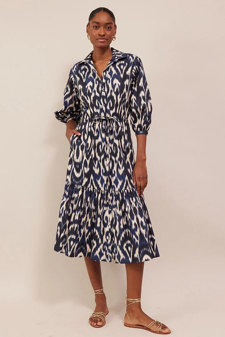 cara cara hutton dress navy ikat