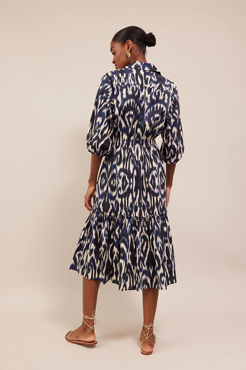 cara cara hutton dress navy ikat