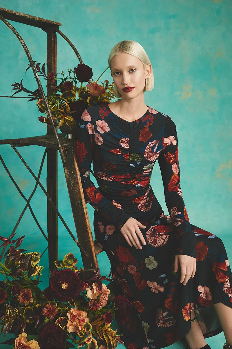cara cara maisy dress garden flora black
