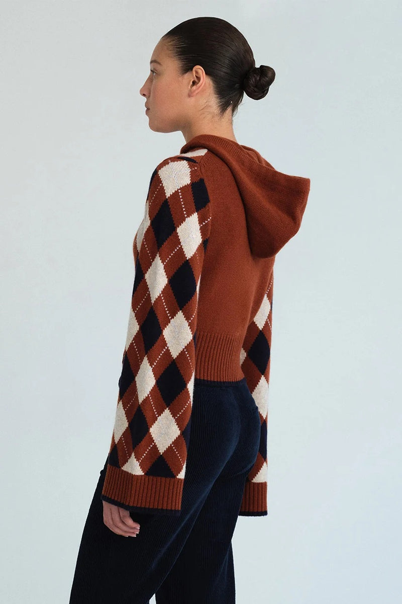 cara cara oakley argyle hoodie rust