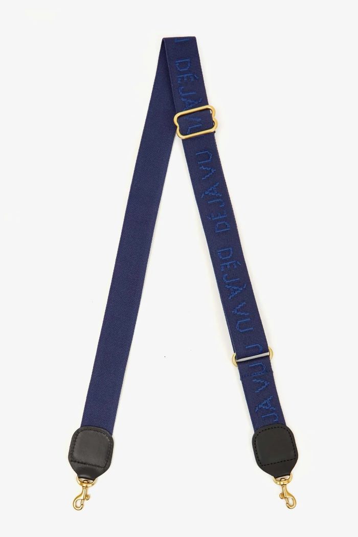 clare v. adjustable crossbody strap dark blue with tonal deja vu 