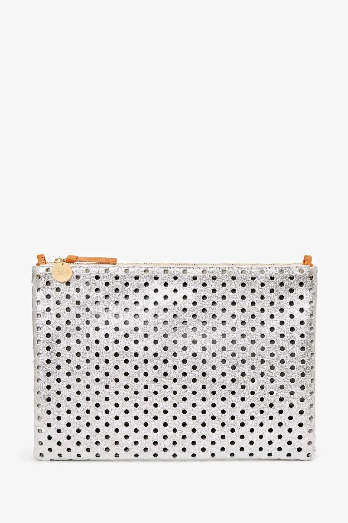 clare v. flat clutch with tabs silver 