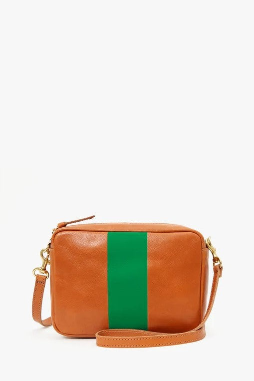 clare v. midi sac tan with green stripe 