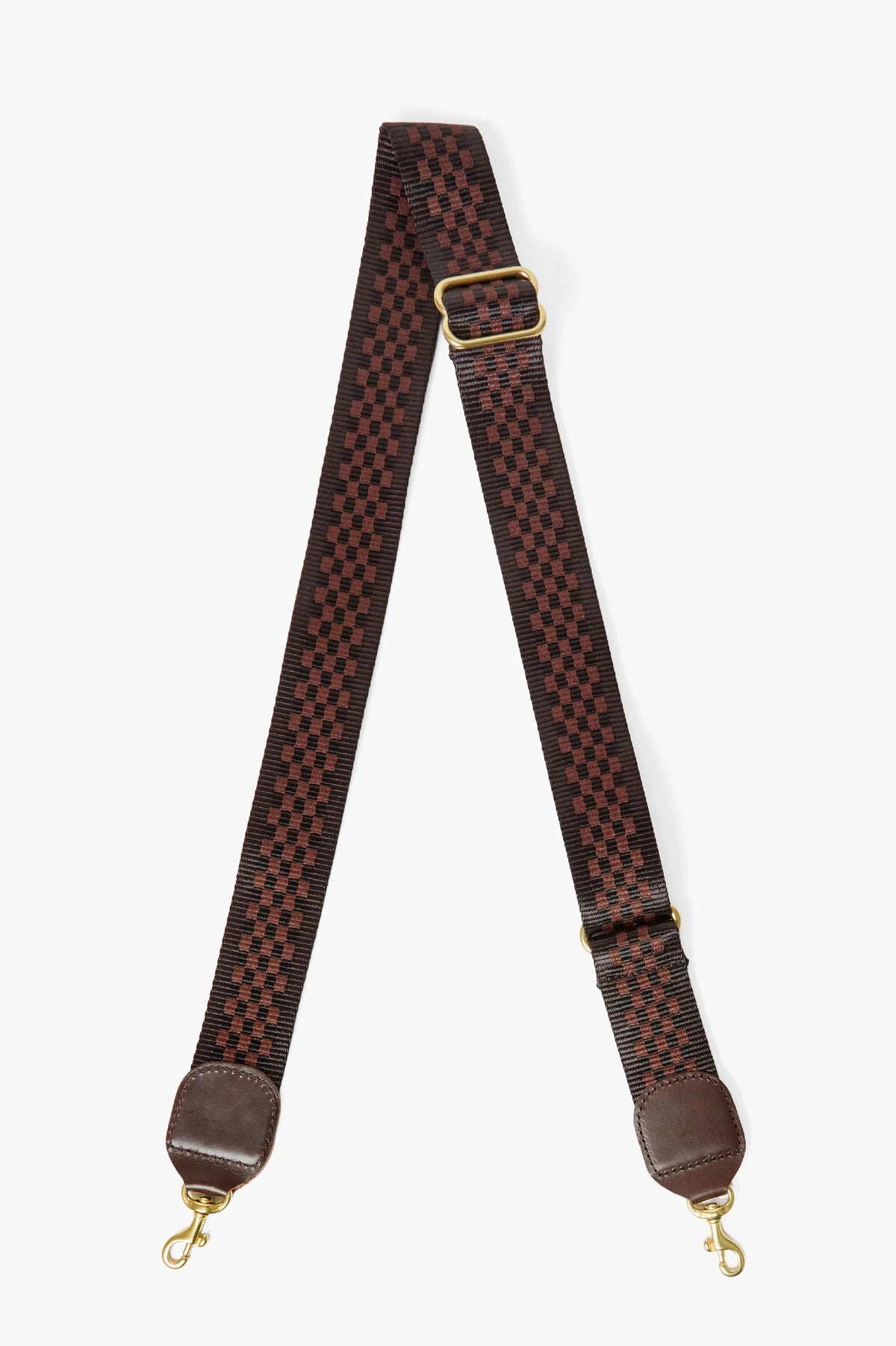 clare v. adjustable crossbody strap chocolate checker