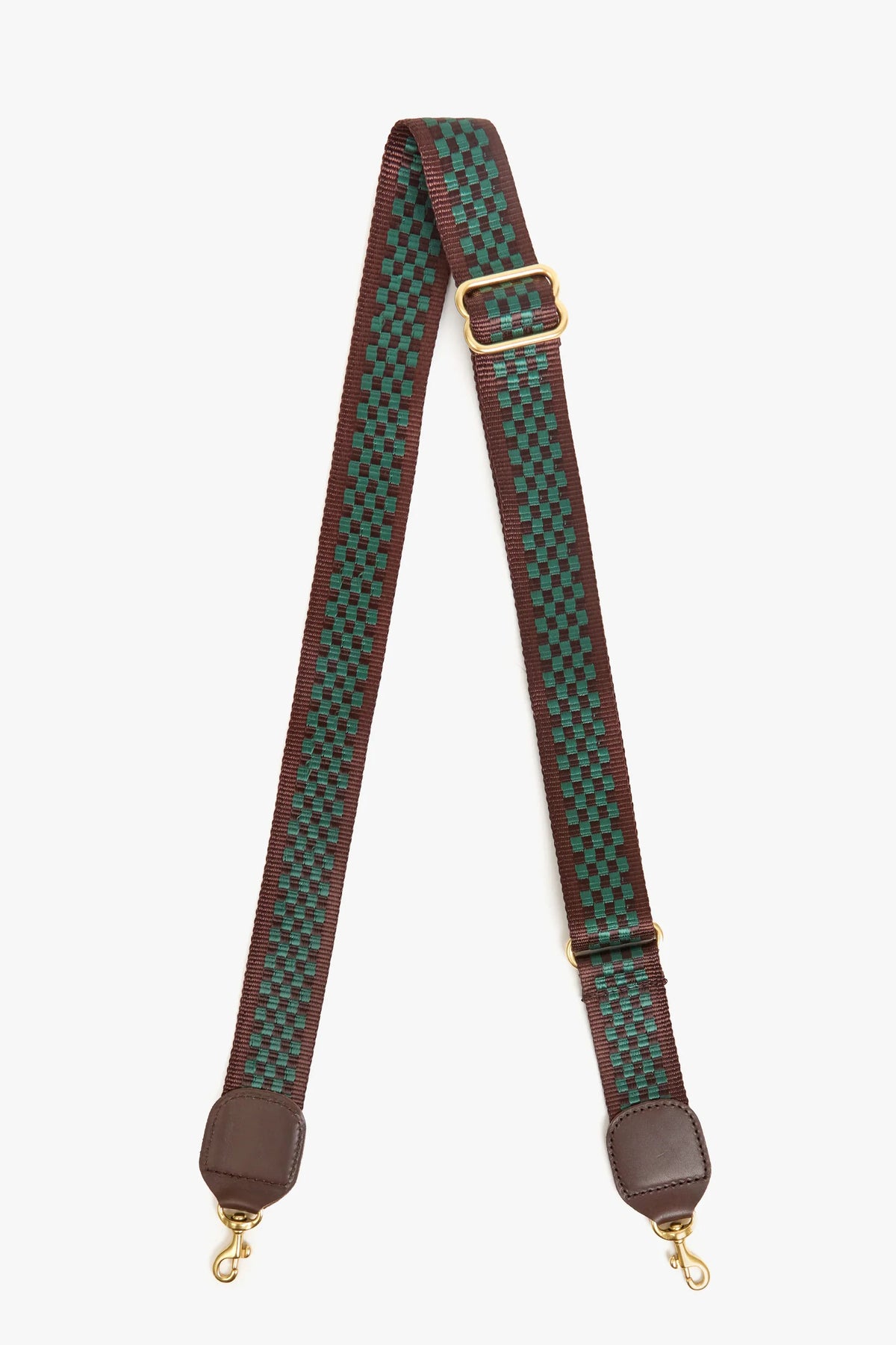 clare v. adjustable crossbody strap chocolate evergreen checker