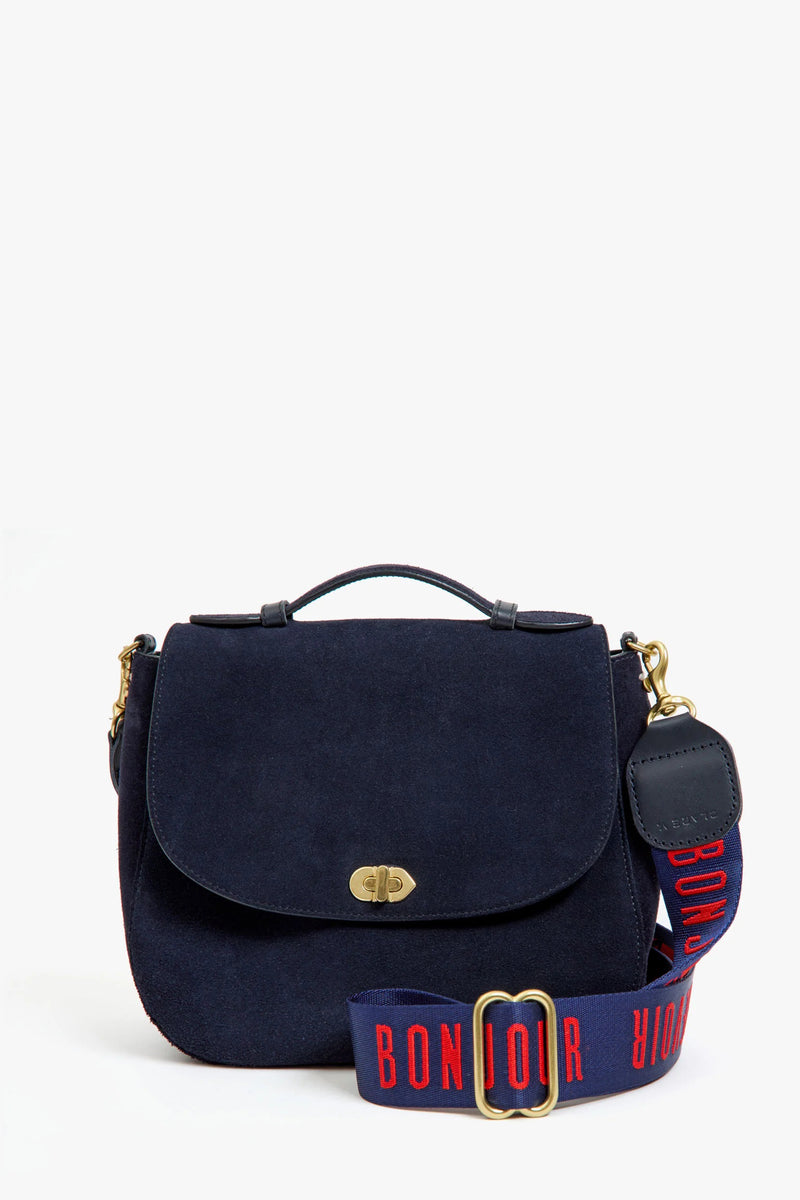 clare v. adjustable crossbody strap navy poppy bonjour au revoir