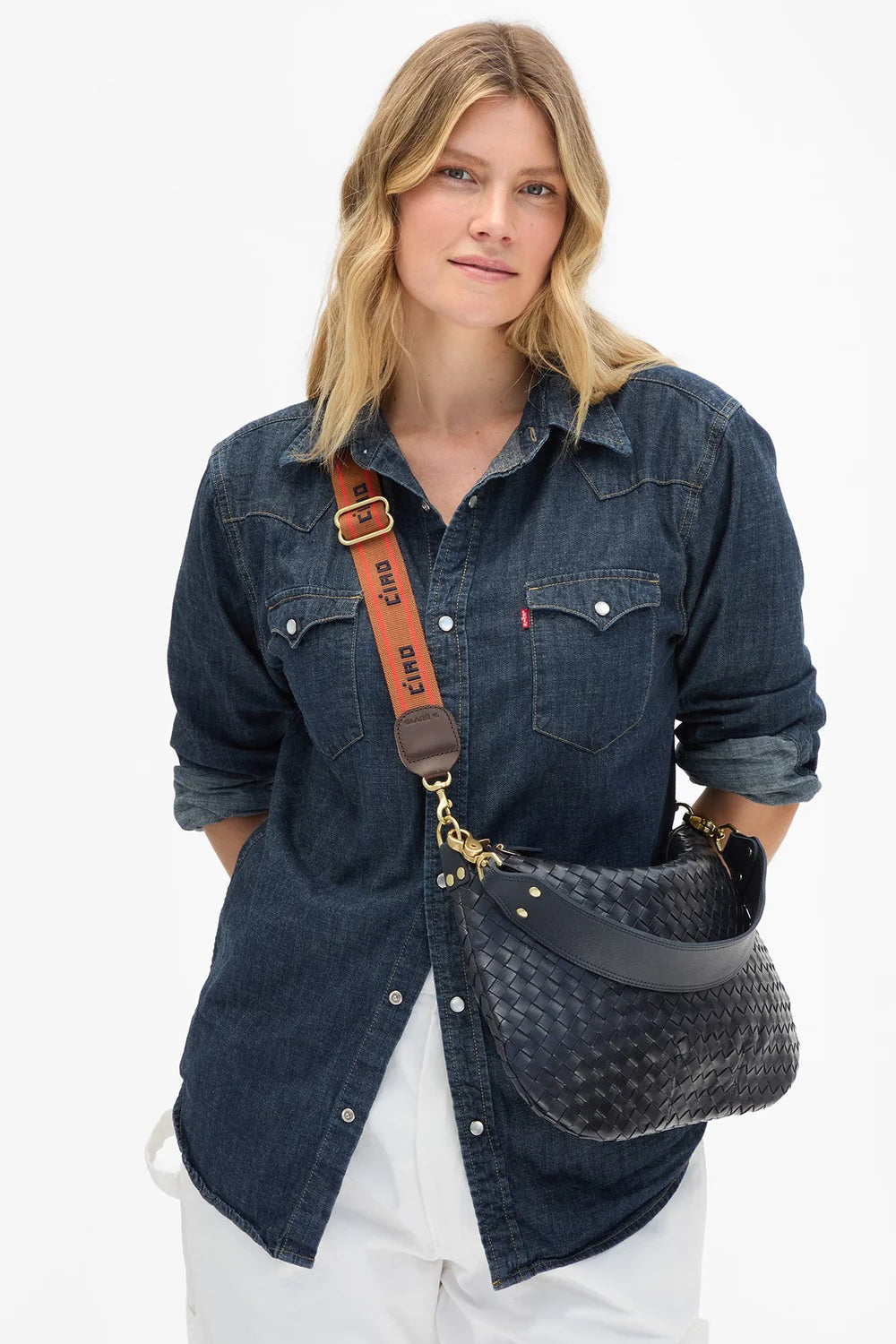 clare v. adjustable crossbody strap tan poppy navy ciao
