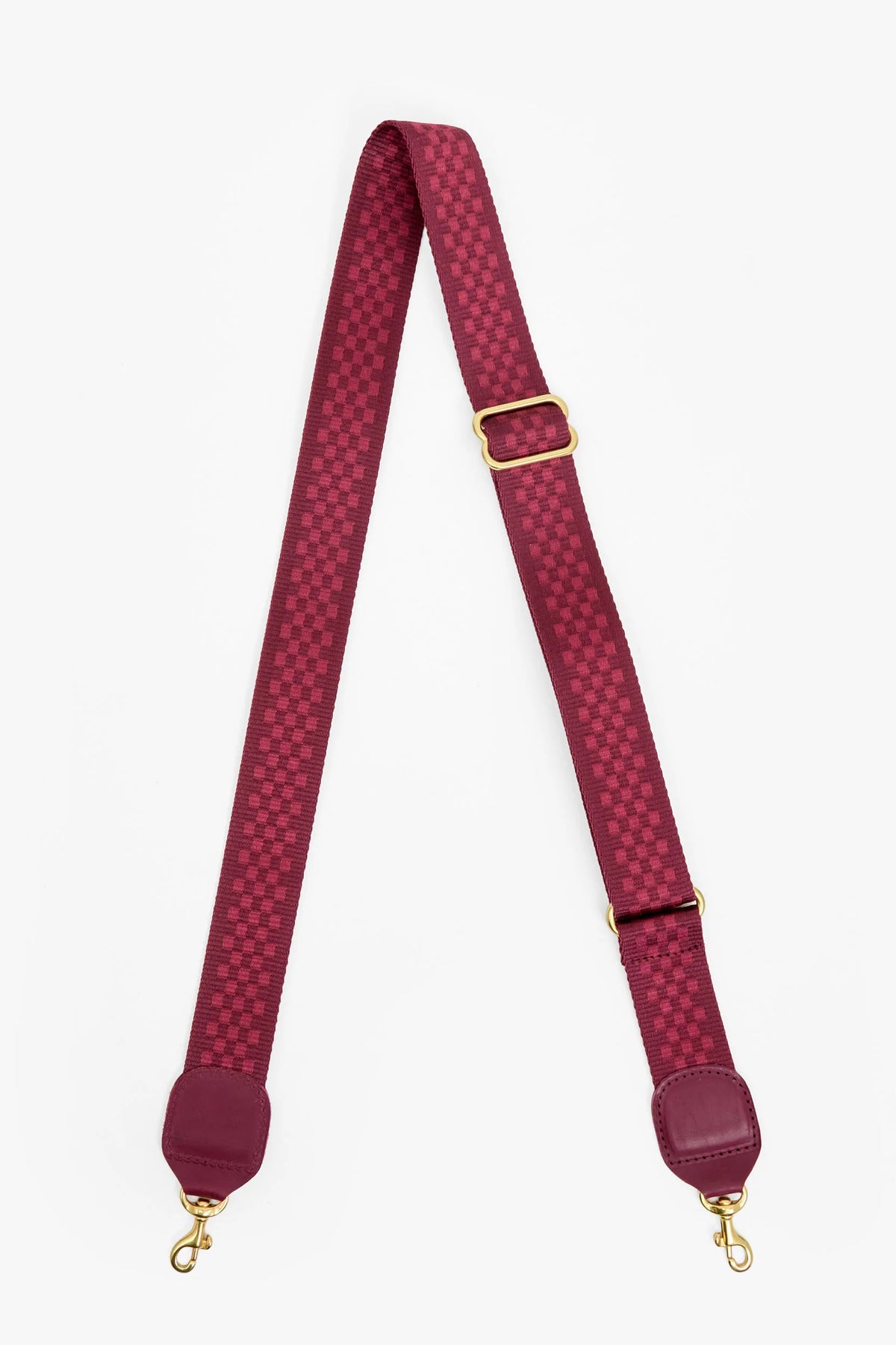 clare v. adjustable crossbody strap plummy checker