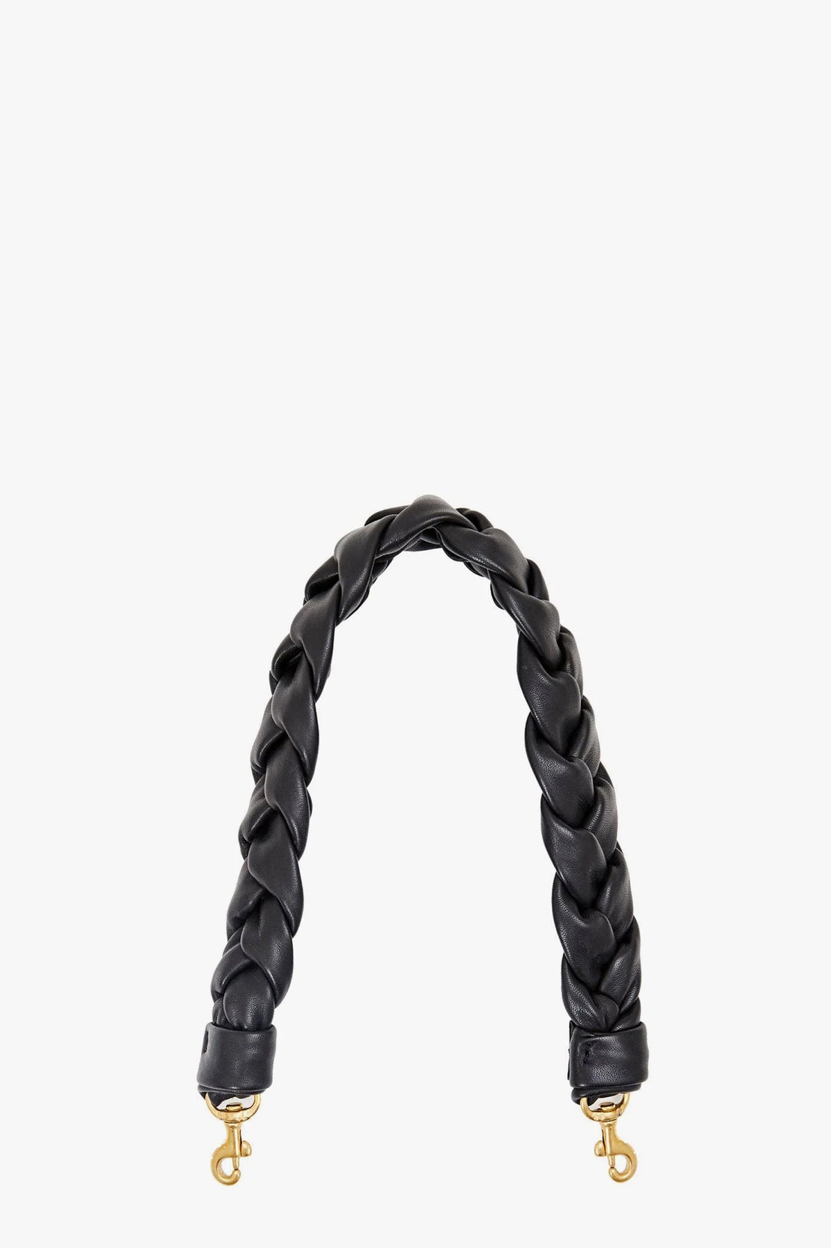 clare v. braided shoulder strap black leather