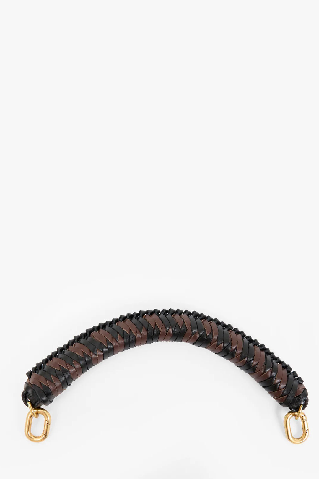 clare v. braided top handle black and chocolate brown leather