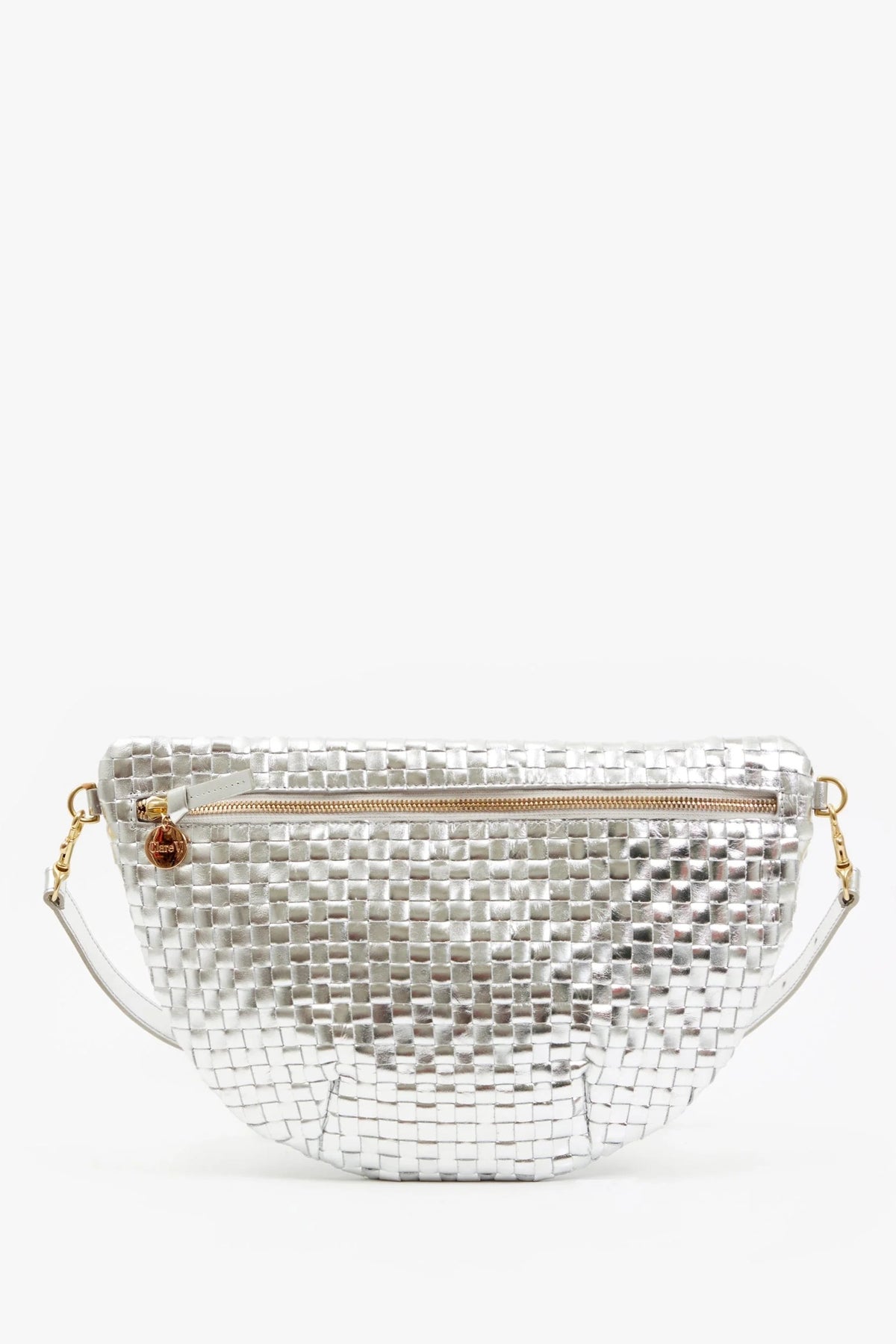 clare v. grande fanny silver specchio woven leather