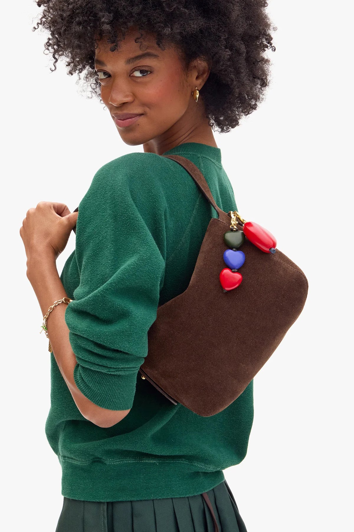 clare v. heart fob evergreen multi