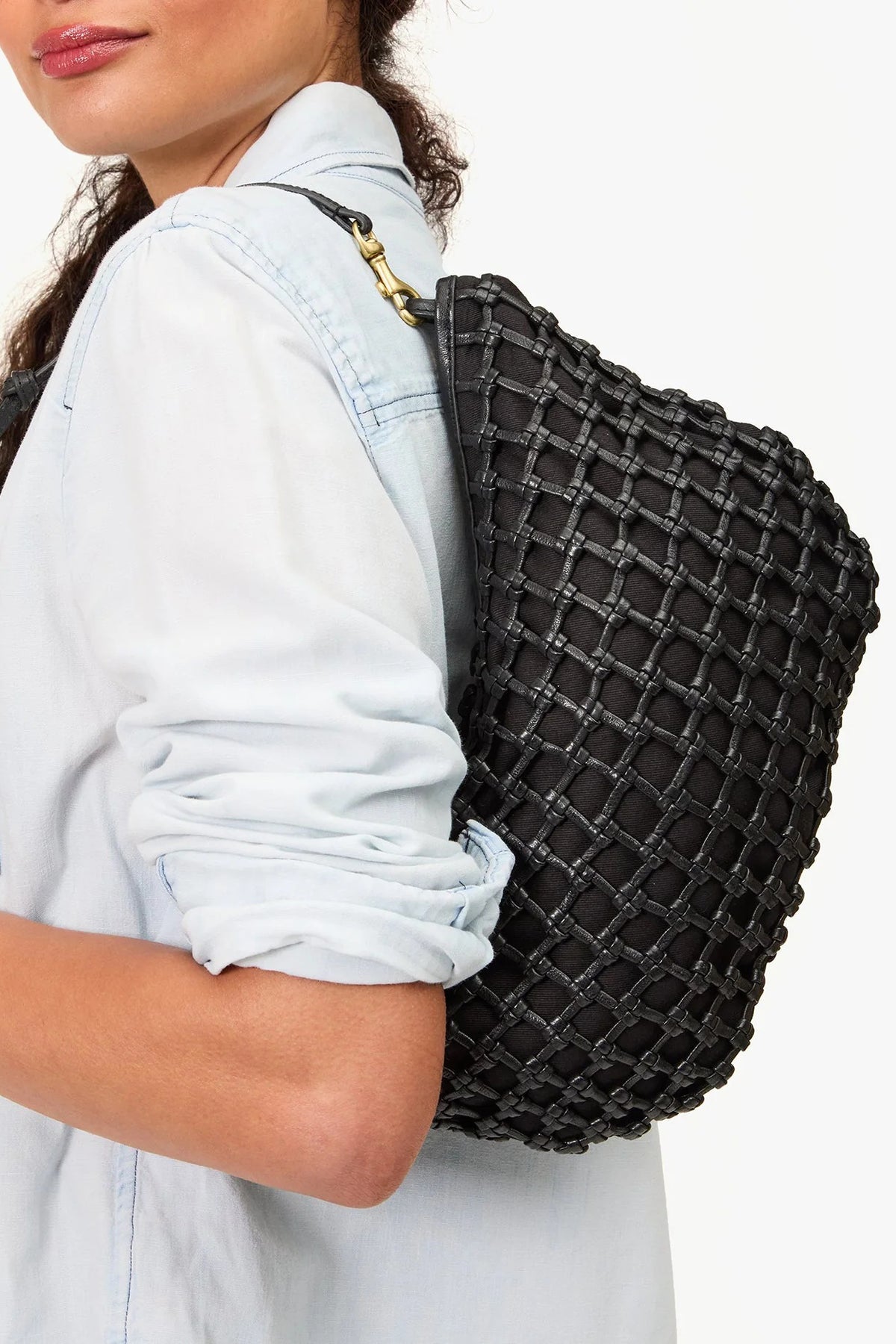 clare v. lune black knot woven leather