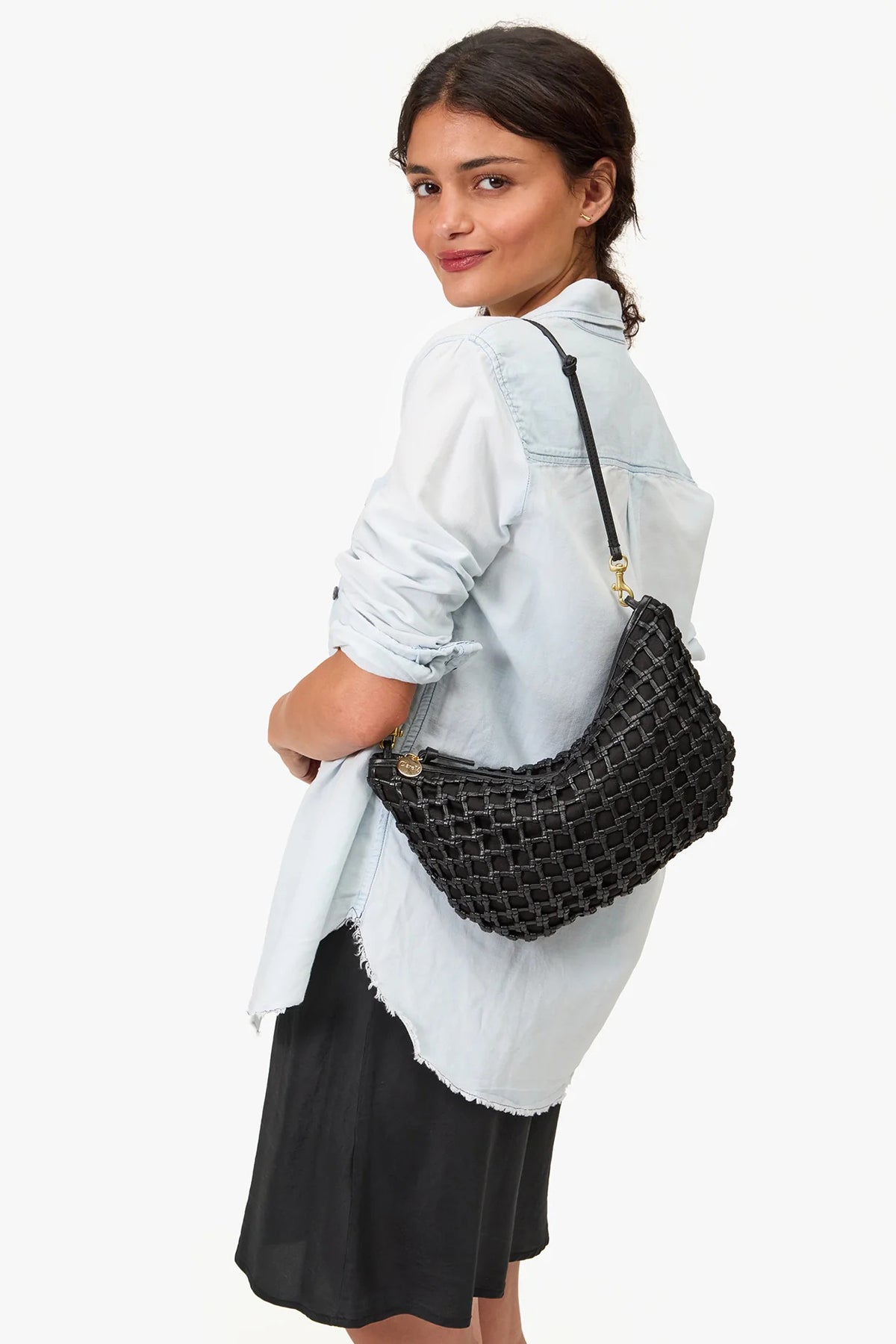clare v. lune black knot woven leather