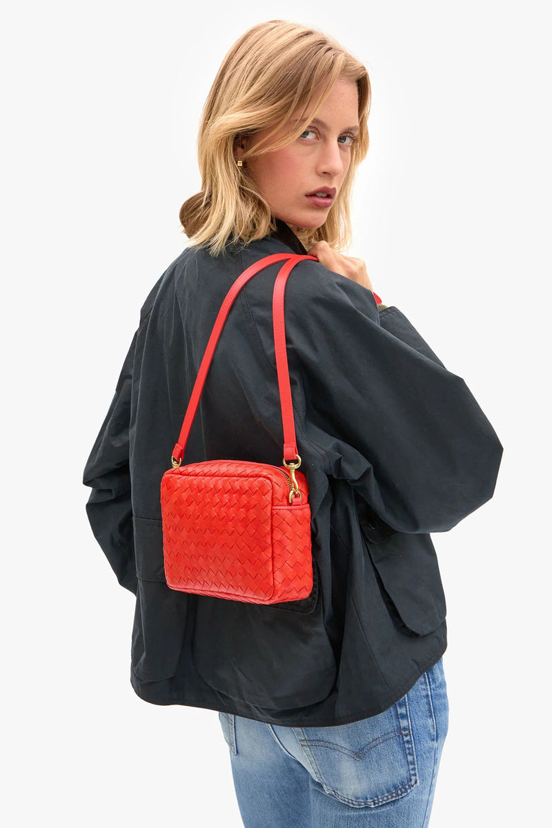 clare v. midi sac bright poppy diagonal woven