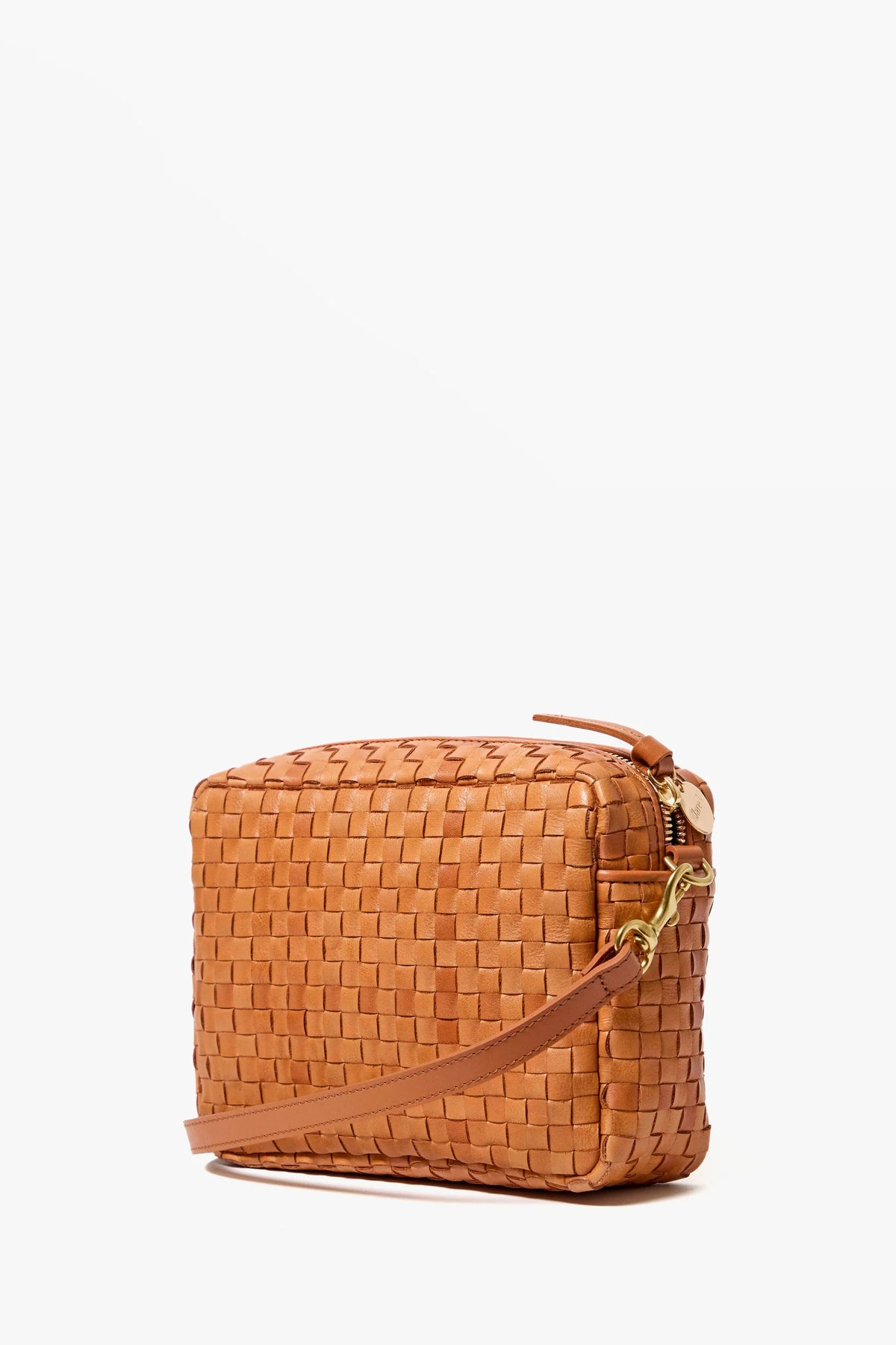 clare v. midi sac natural woven checker