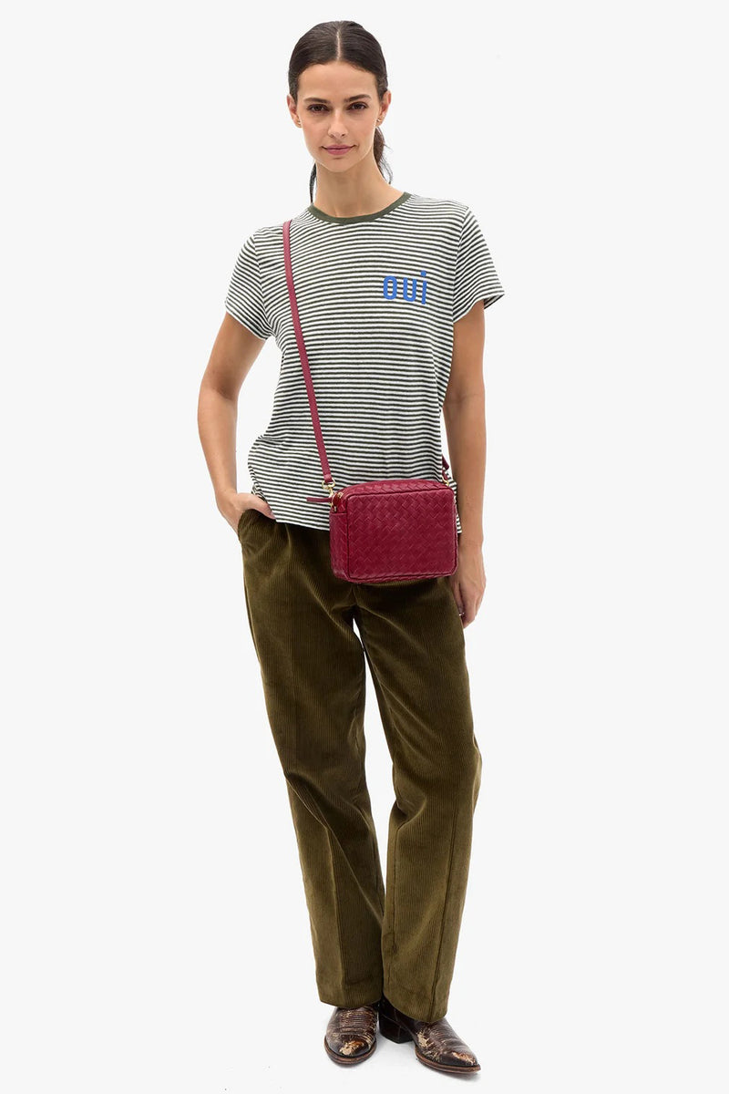 clare v. midi sac garnet woven diagonal