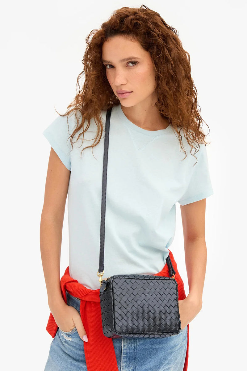clare v. midi sac with pocket twilight navy woven