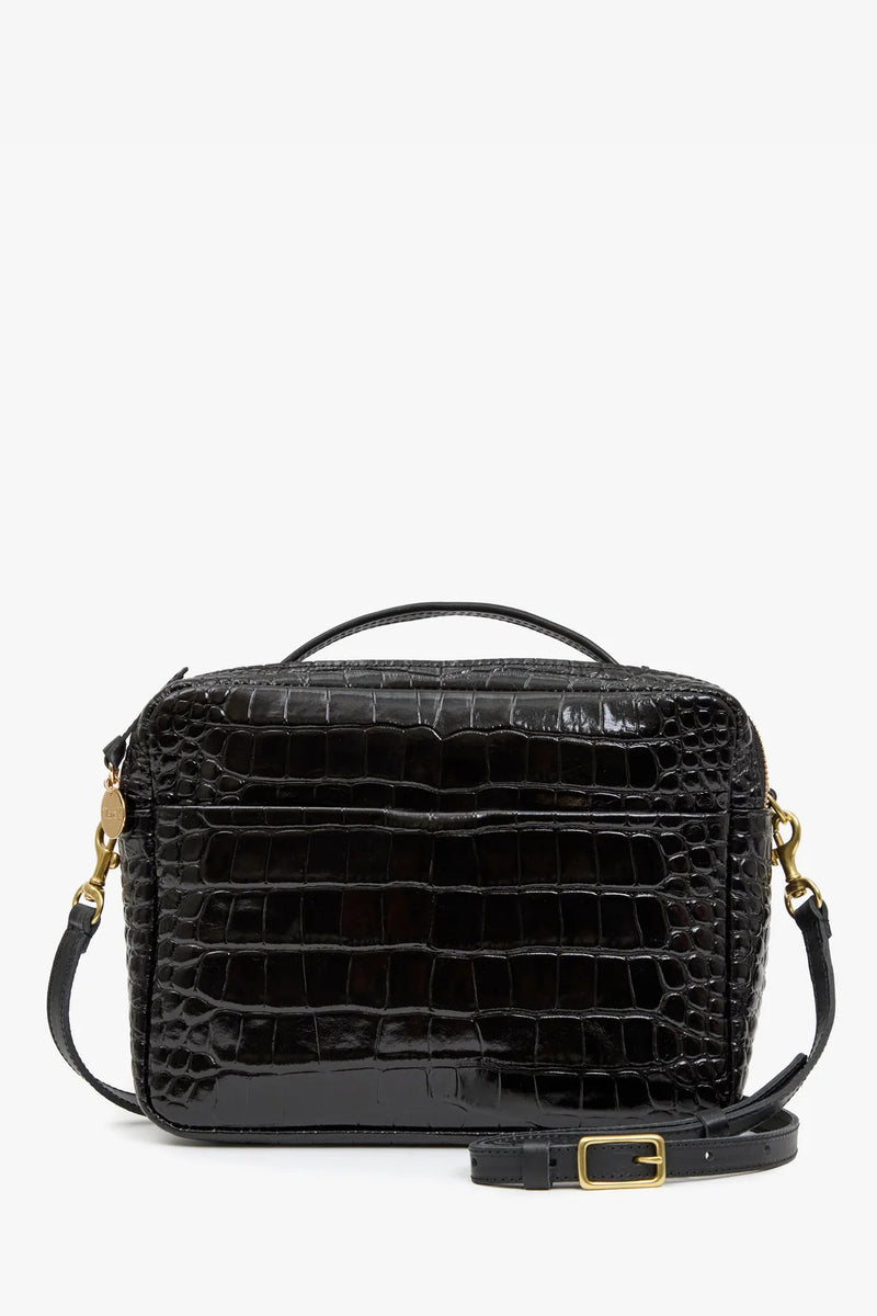 clare v. mirabel black croco embossed 