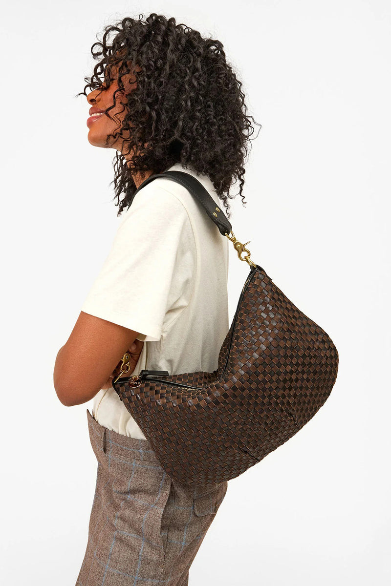 clare v. moyen messenger black chocolate woven