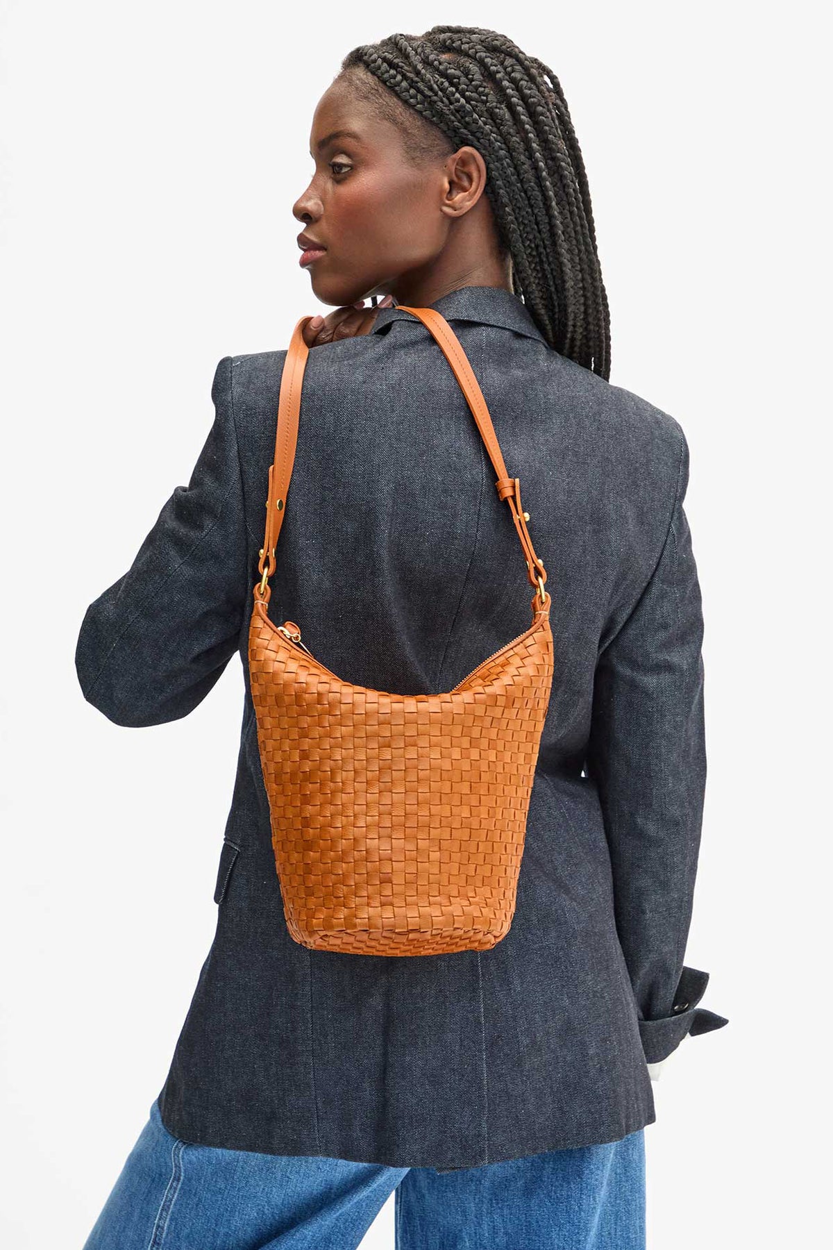 clare v. petite jeanne natural woven checker