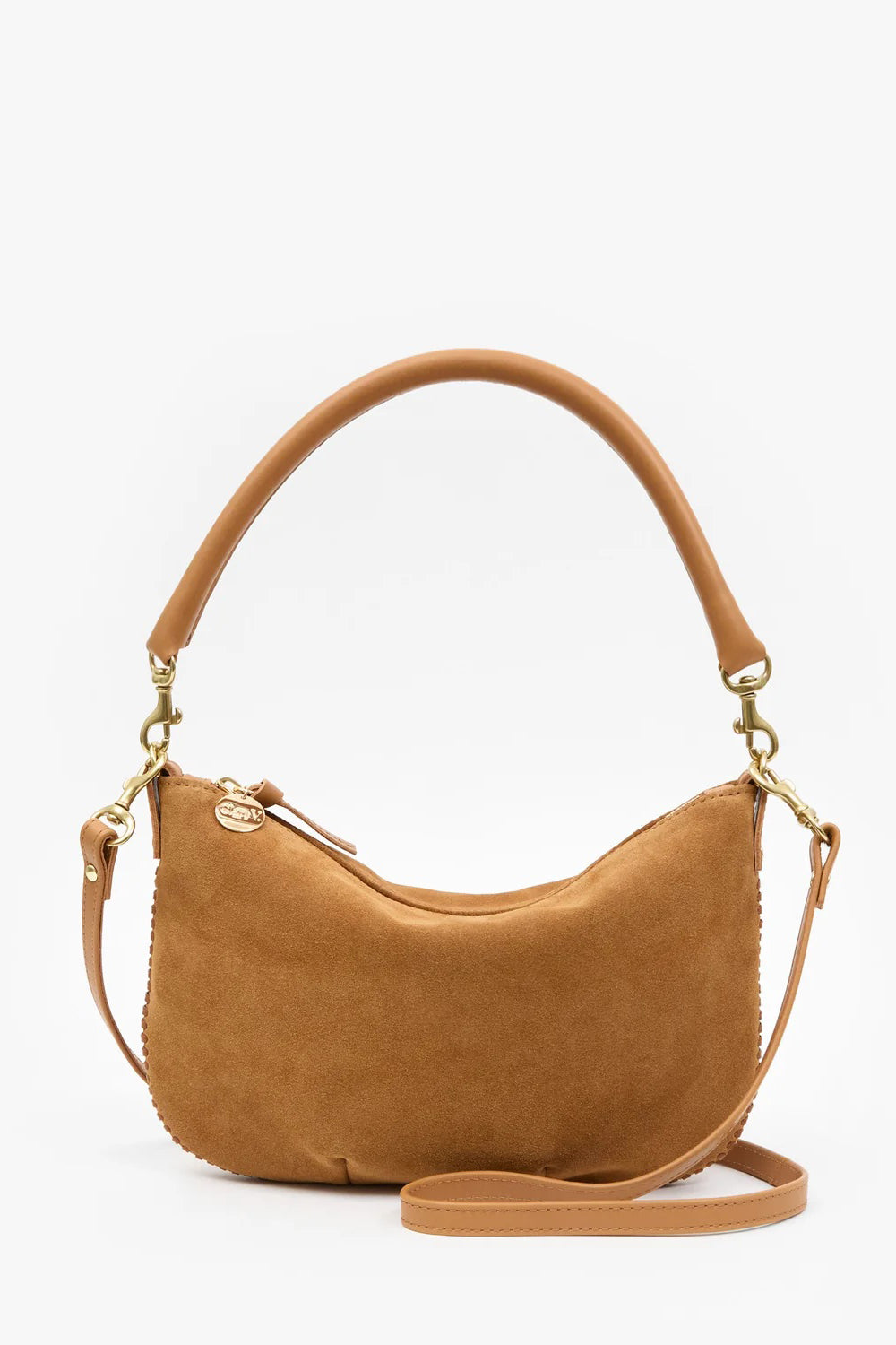 clare v. petit moyen caramel suede with whipstitch 
