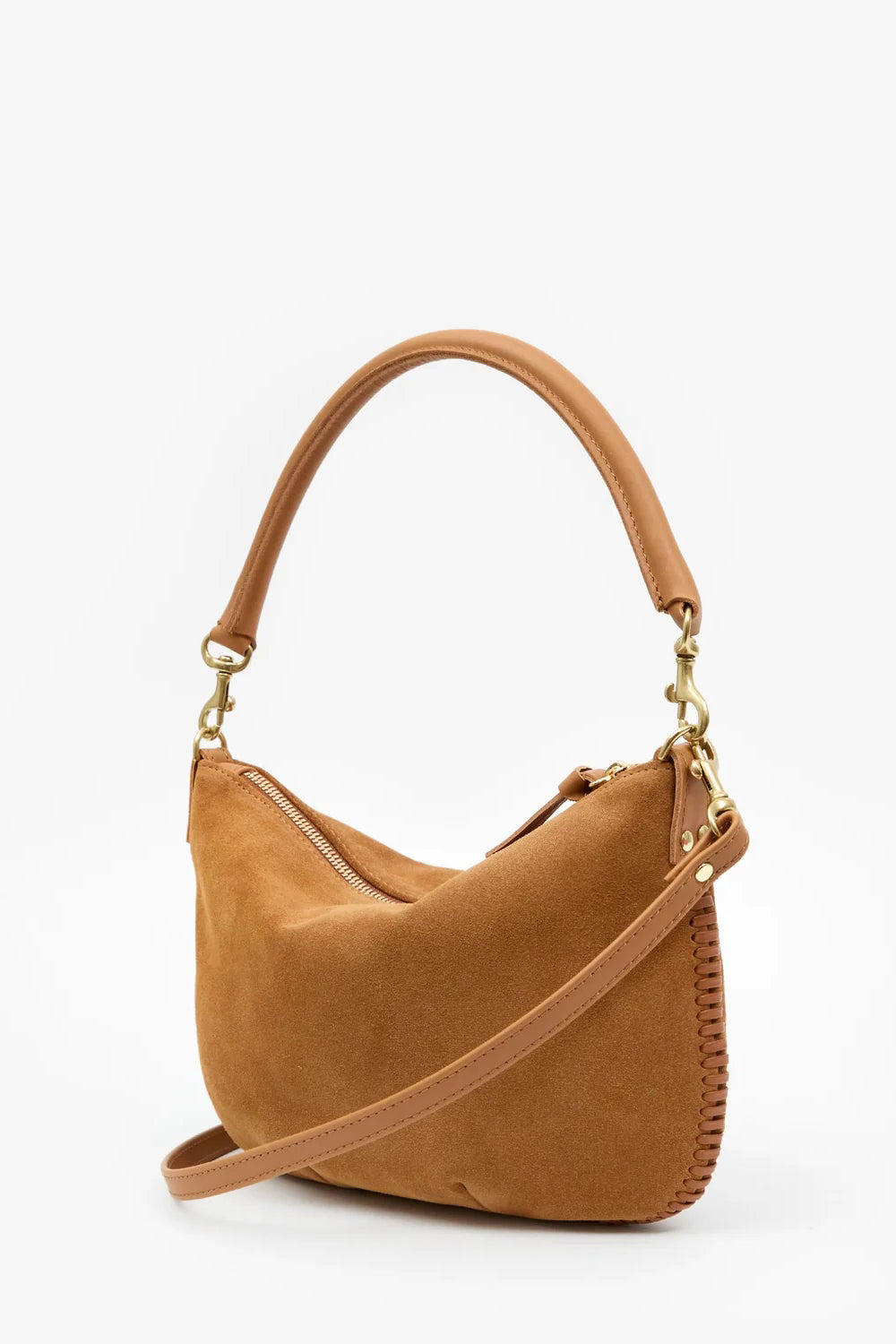 clare v. petit moyen caramel suede with whipstitch 