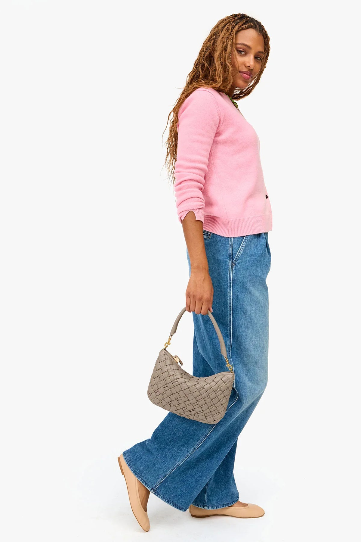 clare v. petit moyen dove grey puffy woven