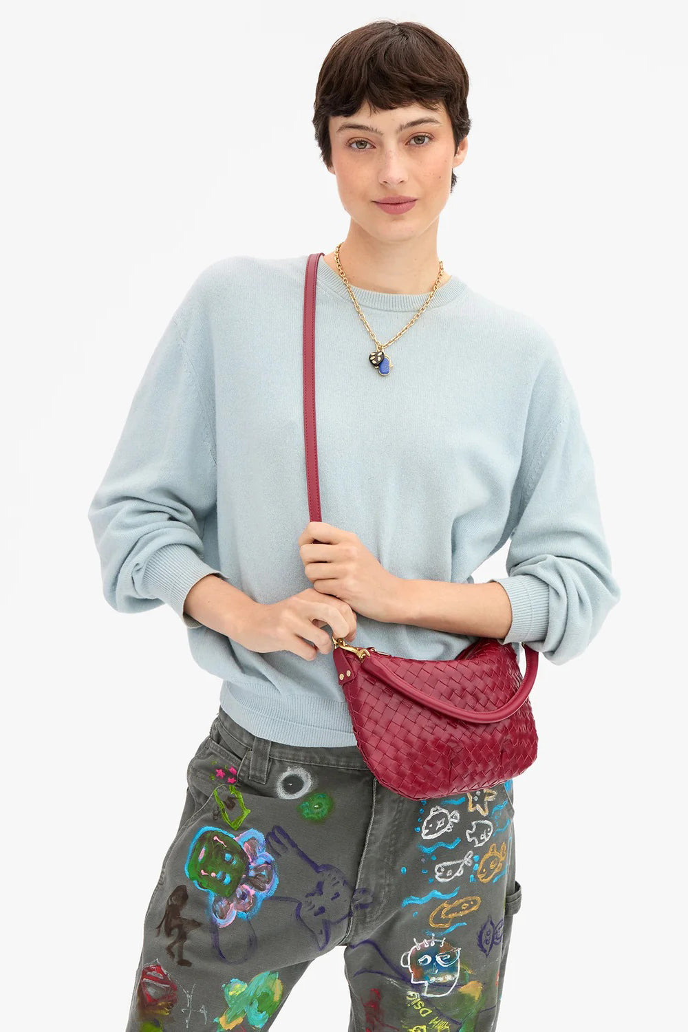 clare v. petit moyen garnet woven diagonal