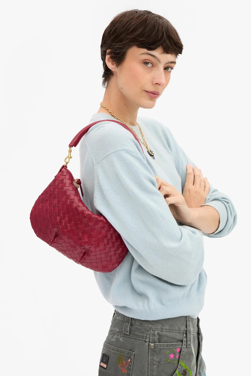 clare v. petit moyen garnet woven diagonal
