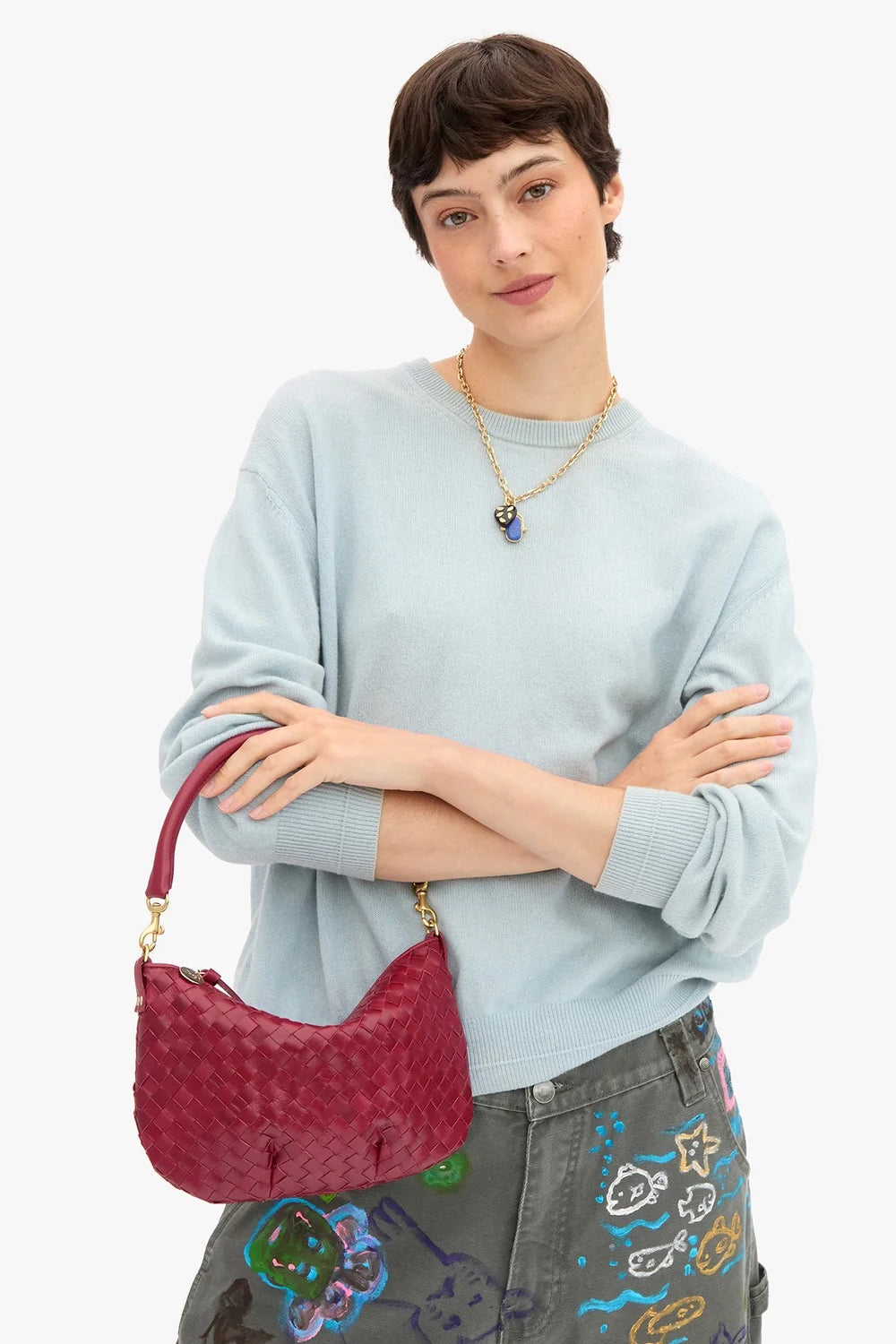 clare v. petit moyen garnet woven diagonal
