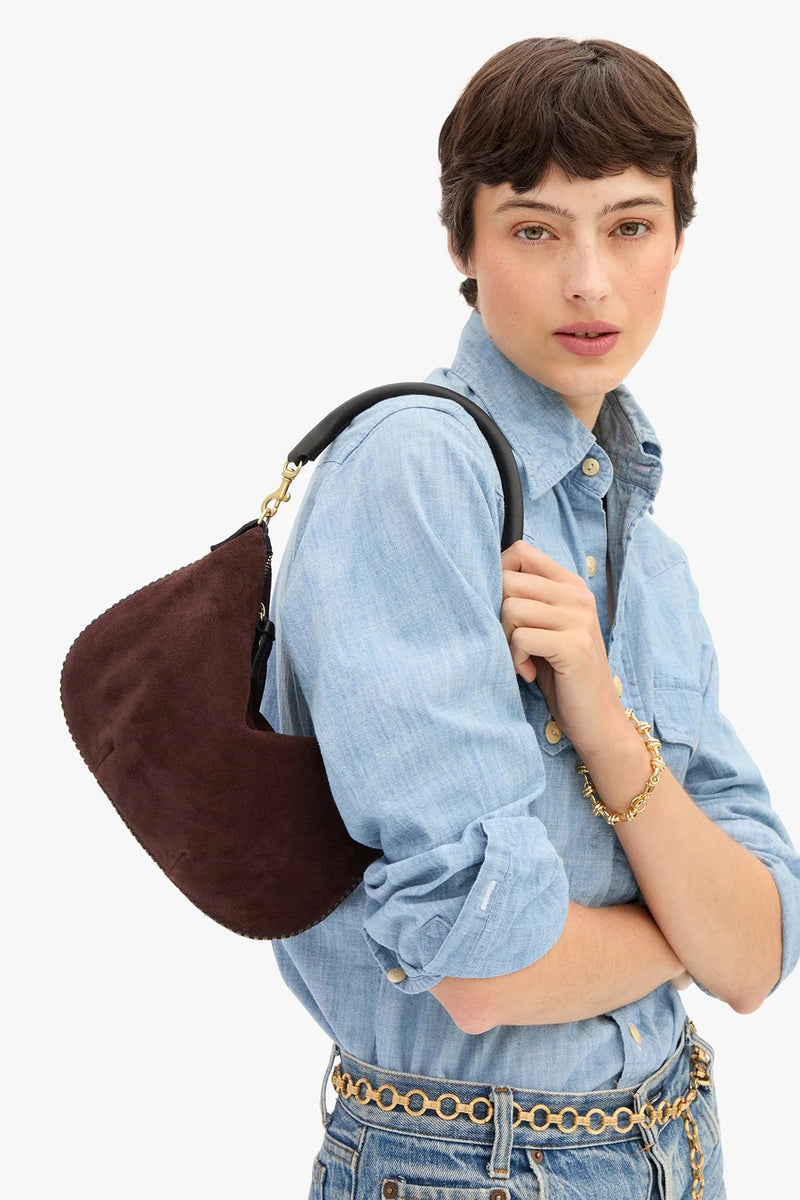 clare v. petit moyen truffle suede with whipstitch 