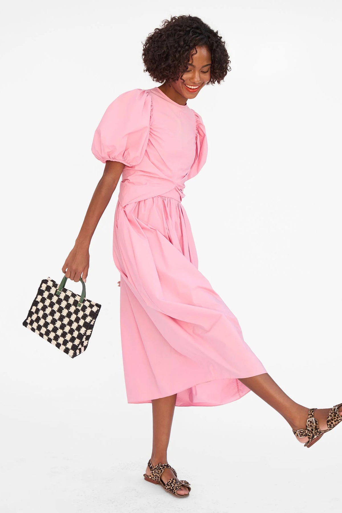 clare v. petit summer simple tote black cream checker