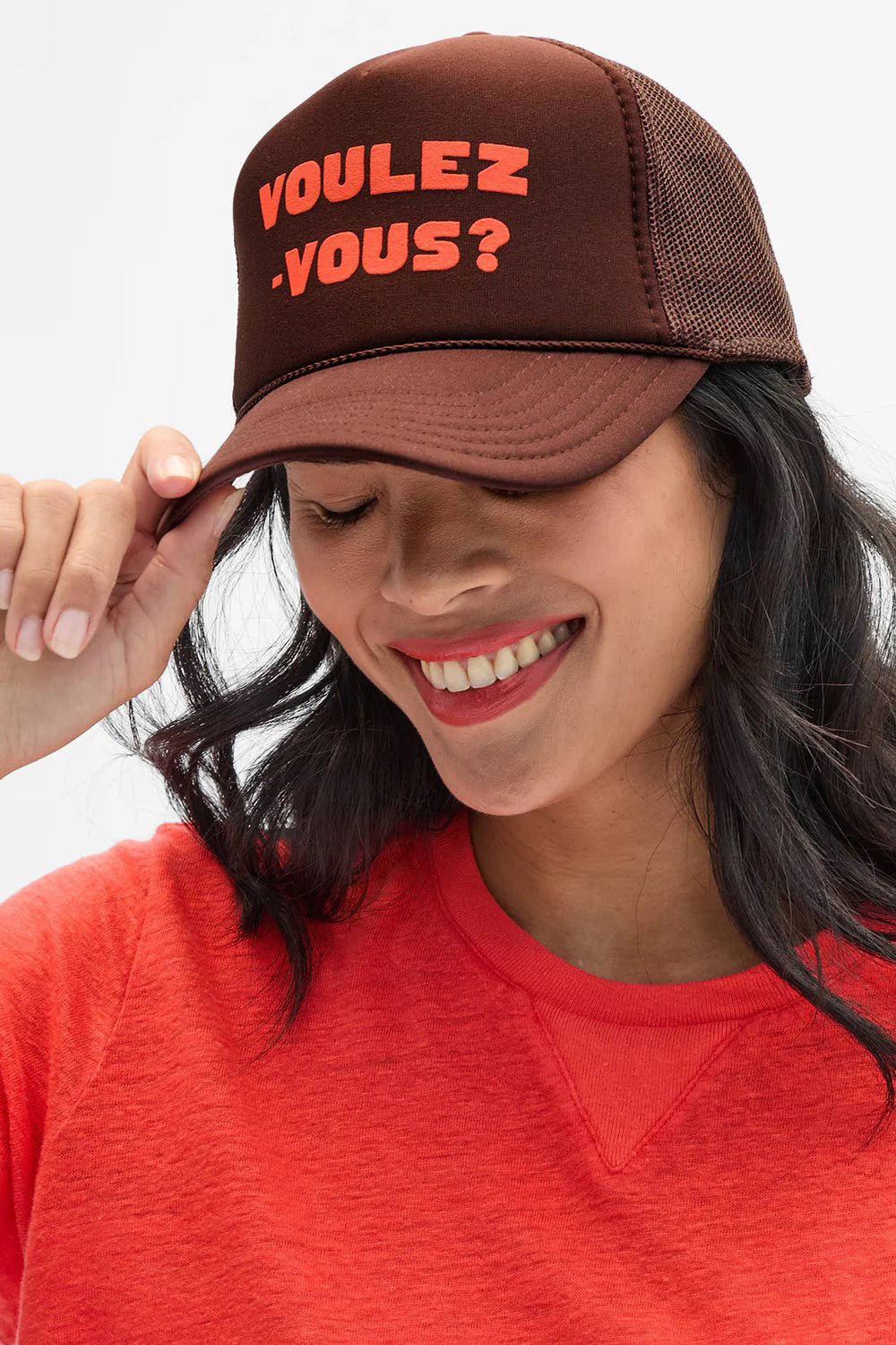 clare v. trucker hat chocolate orange voulez vous