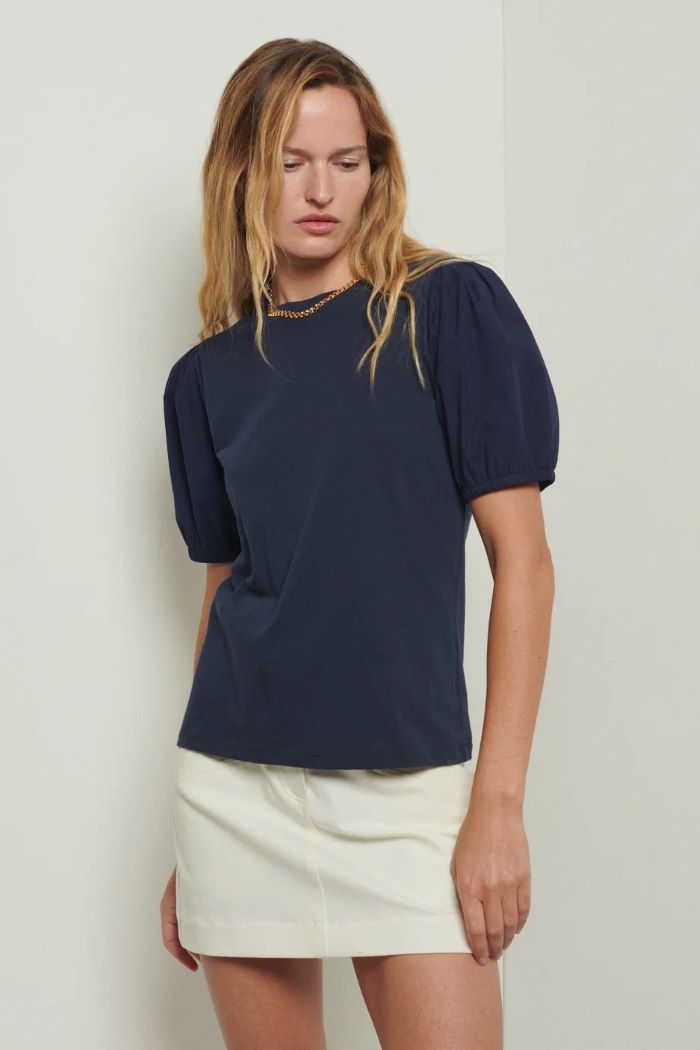 derek lam eva puff sleeve t-shirt navy