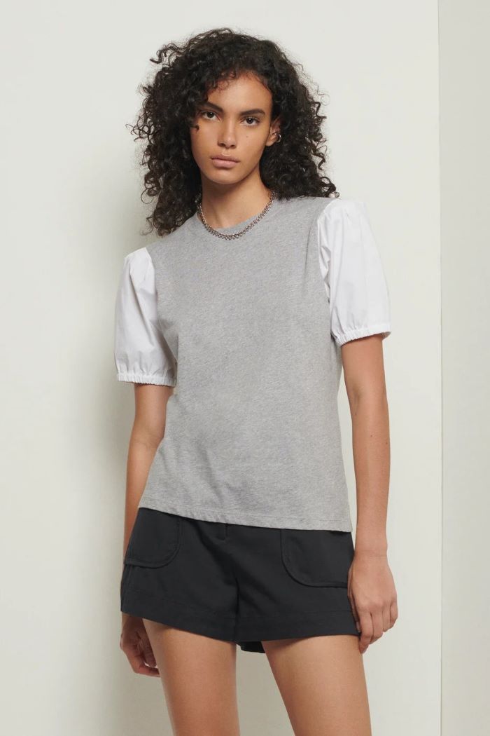 derek lam eva puff sleeve t-shirt grey melange 