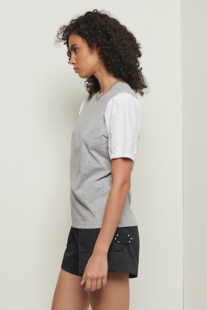 derek lam eva puff sleeve t-shirt grey melange 