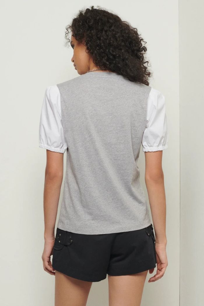 derek lam eva puff sleeve t-shirt grey melange 