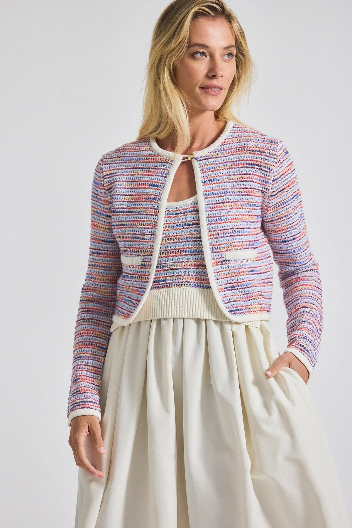derek lam 10 crosby findley cardigan raspberry multi
