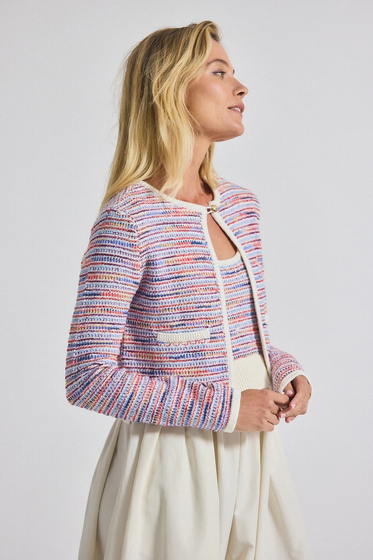 derek lam 10 crosby findley cardigan raspberry multi