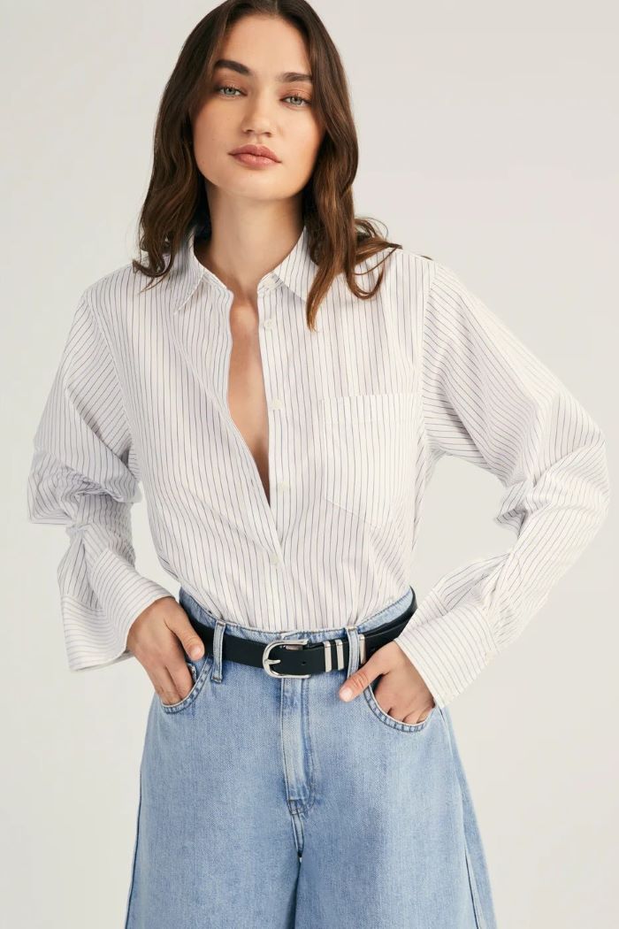 derek lam wesley shirt white/navy 