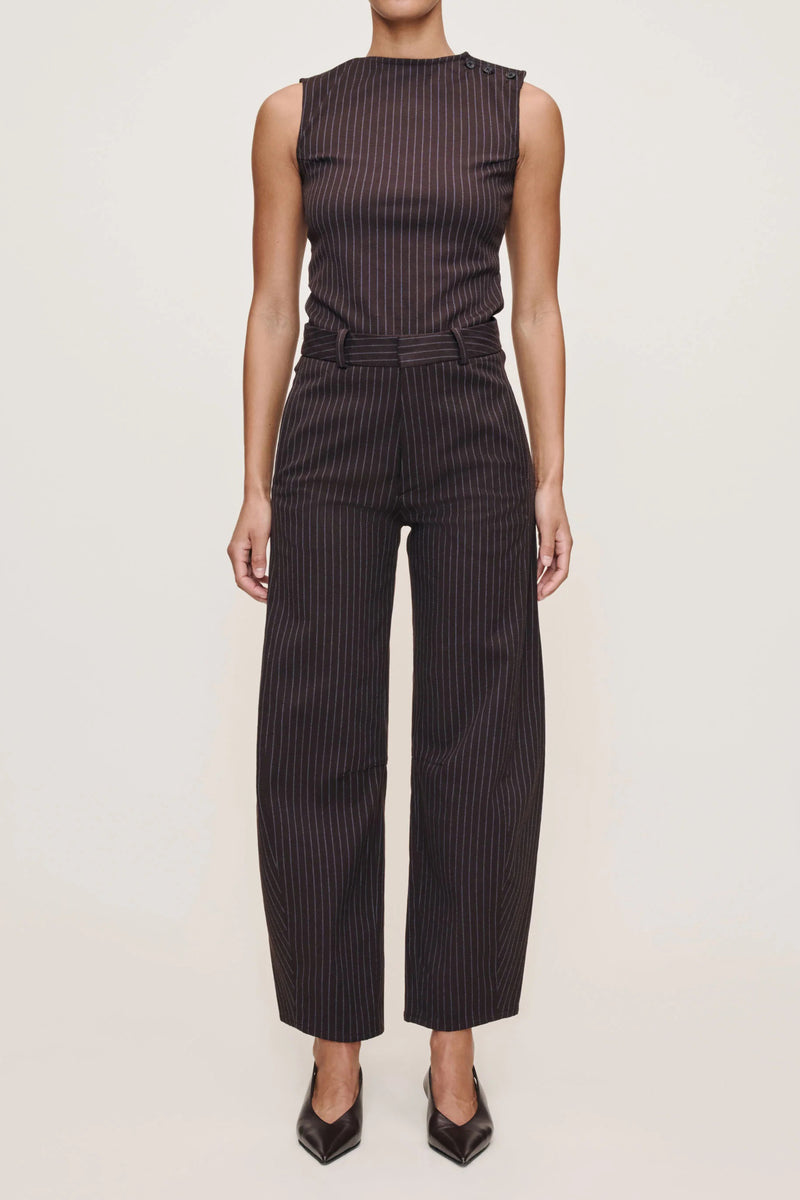 dl1961 tailored top brown blue stripe