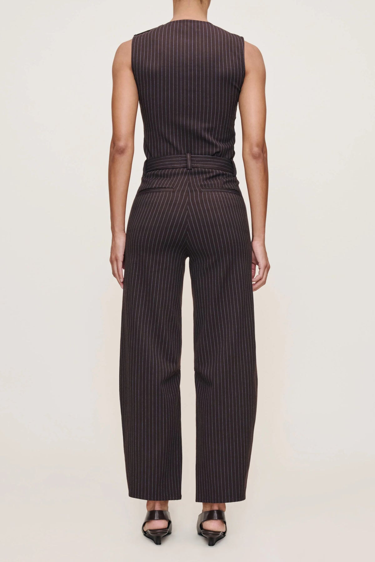 dl1961 tailored top brown blue stripe